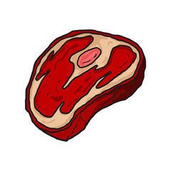 Illustration drawing of a meat piece food concept