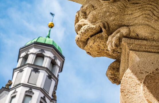 historic buildings at the old town of Memmingen - Germany