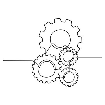 recommend clip art: Continuous line drawing of gears wheel