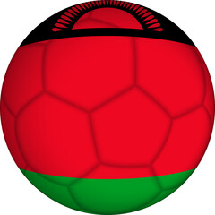 Football ball with Malawi flag pattern.