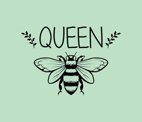 A captivating queen bee for t-shirts and accessories.