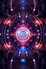 Obraz premium Fractal Symmetry in Clockpunk Style. Energy-Charged Abstract. Postprocessing Generative AI.