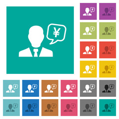 Japanese Yen financial advisor square flat multi colored icons