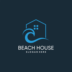 Beach house logo vector with creative design idea