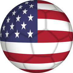 Football ball with USA flag pattern.
