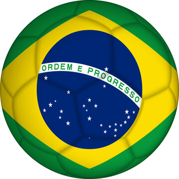 Football ball with Brazil flag pattern.