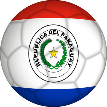 Football ball with Paraguay flag pattern.