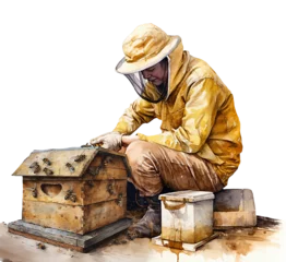 Fotobehang Bee-keeper ,person with honey © Marina