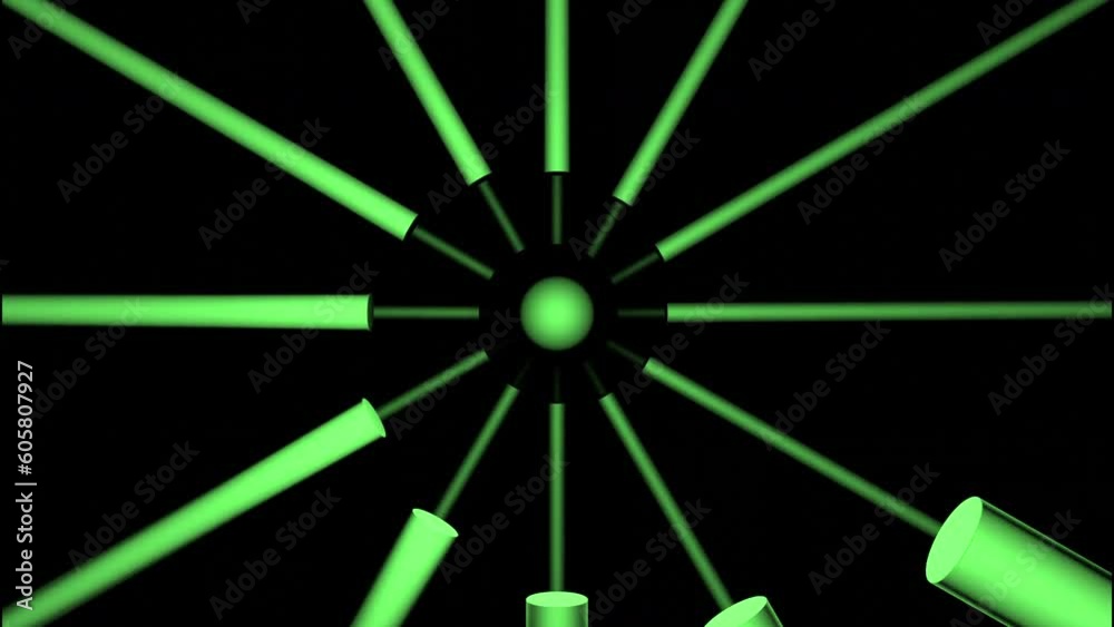 Poster rotating 3d spiral of lines on black background. design. 3d lines move in spirals in dark space. 3d 