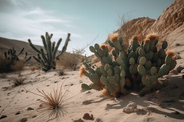 Fototapeta na wymiar Desert flora created digitally. Generative AI
