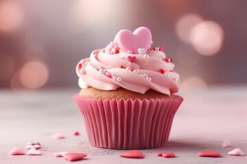 cupcake with pink frosting with Generative AI technology