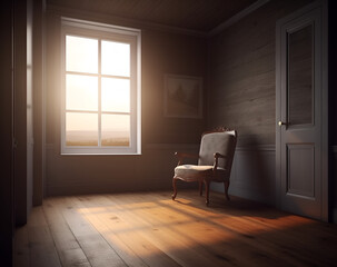 home interior background, loneliness, 3d render