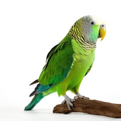 Parakeet bird isolated on white background. Generative AI