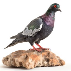 Rock Pigeon bird isolated on white background. Generative AI