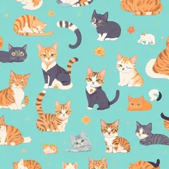 Fototapeta na wymiar seamless pattern with cats