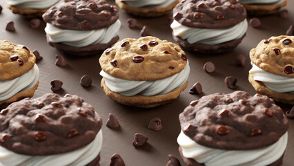 Ice Cream Sanwhiches in Three-Quarters View - 3d Render