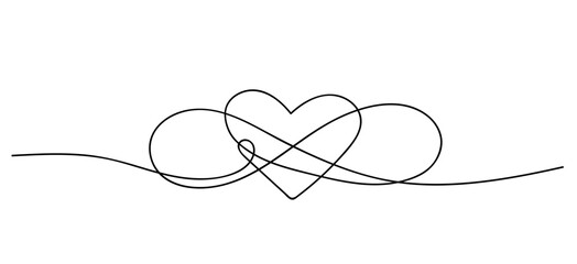 Infinity love icon. Continuous line art drawing Heart with Infinity symbol. Friendship and love concept. Best friend forever. Vector illustration