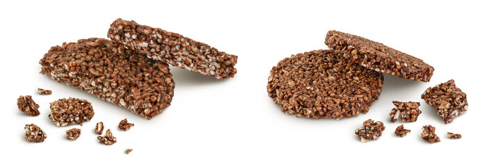 amaranth cookies with carob isolated on white background with full depth of field. Healthy food.