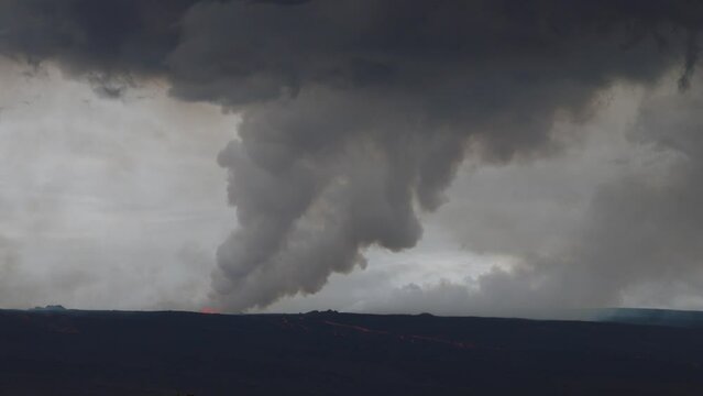 Eruption of the Mauna Loa Volcano on Hawaii Big Island, USA