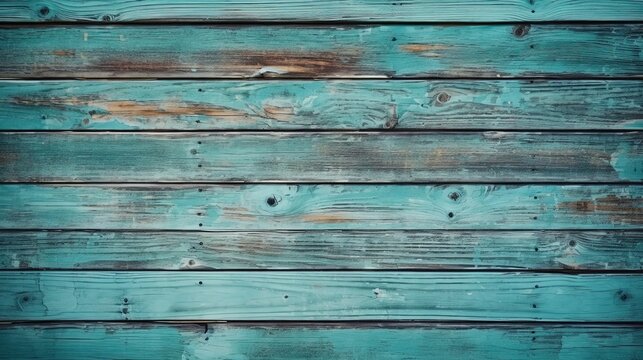 Turquoise wooden planks background. Wooden texture. Turquoise wood texture. Wood plank background