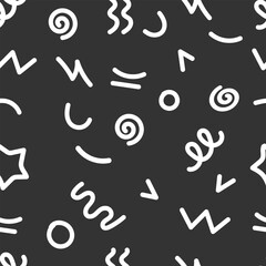 Trendy squiggles  90s style seamless pattern. Simple childish print. For textile, backdrop, packaging