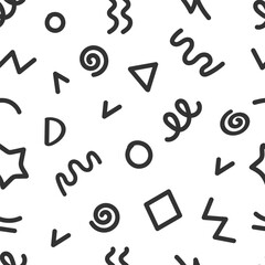 Trendy squiggles  90s style seamless pattern. Simple childish print. For textile, backdrop, packaging