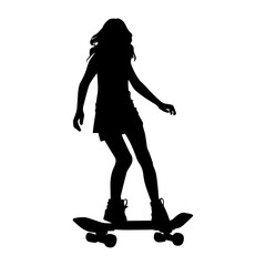 Vector illustration. Silhouette of a girl on a skateboard.