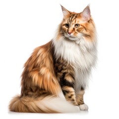 Norwegian Forest Cat cat isolated on white background. Generative AI