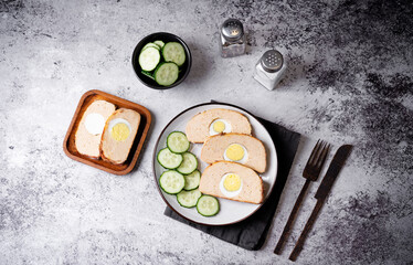 Chicken meatloaf with eggs in a plate