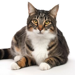 Obraz premium Russian White Black and Tabby cat cat isolated on white background. Generative AI