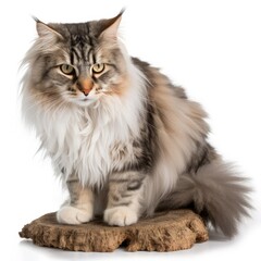 Obraz premium Siberian Forest Cat cat cat isolated on white background. Generative AI