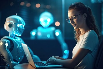 Seamless AI interaction: A man connects with ChatGPT, an intelligent robot, through his smartphone's command prompt, enabling a personalized and efficient chat experience