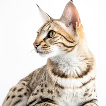 Savannah cat cat isolated on white background. Generative AI