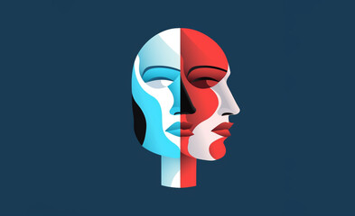 Mood disorder. Split personality. Bipolar disorder mind mental. Dual personality concept. Created using generative AI tools.