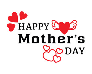 Happy Mothers Day Text Stylish Typographic Inscription With Hearts Vector