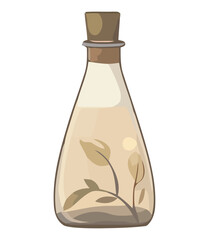 bottle with fresh leaf decoration