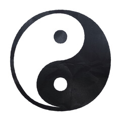 Yin and yang symbol made with cut paper isolated on transparent background