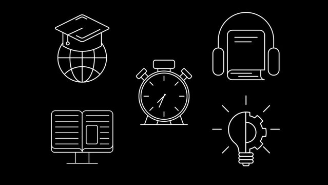 Education and E-Learning Line Icons