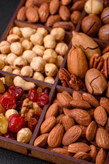 Mix of roasted macadamia nuts, cashews, pecans, almonds, raisins and dry berries