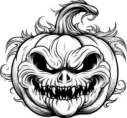 Halloween Pumpkin Line Art