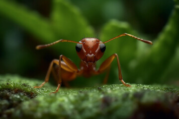 Fototapeta premium Close up macro photography of an ant. Ai generated