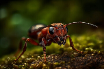 Close up macro photography of an ant. Ai generated