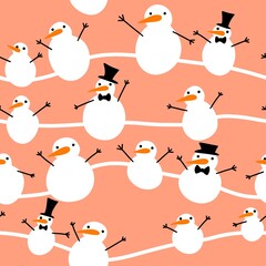 Christmas cartoon snowman seamless new year pattern for wallpaper and fabrics and textiles and packaging