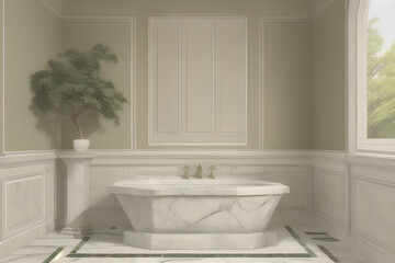 Naklejka na ściany i meble Bathroom interior design 3D skatch, design example, presentation design. Generative AI