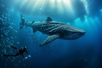 Fototapeta premium Underwater life, free diving, Generative AI