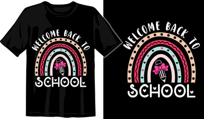 Welcome Back to School, Teacher Rainbow T-Shirt, This welcome back to school tee is fun and colorful with bold colorful writing and an illustration of a book

