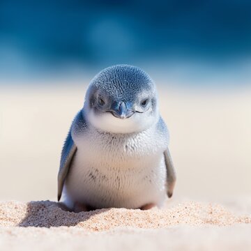 Adorable Little Blue Penguin on Sandy Beach