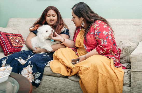South Asian Mother and daughter portraits at home 