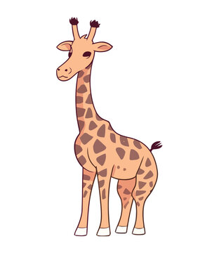 giraffe standing cute cartoon illustration