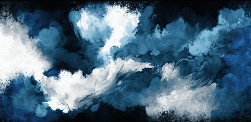 Storm abstract, sea blue and white waverly watercolor, wallpaper or background, generative ai